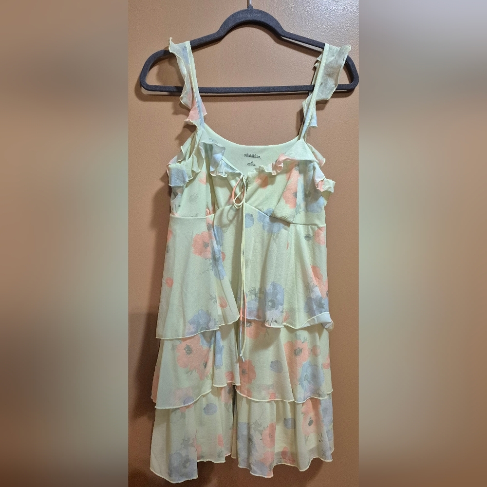 Wild Fable Knit Chiffon Yellow Floral Ruffle Dress NWT MEDIUM